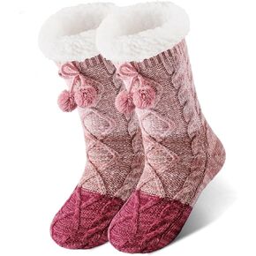 HONGTEYA Women Slipper Fuzzy Socks, Non Slip Winter Warm Fluffy Fleece Lined Cozy Soft Thick Comfy Thermal Christmas Sock in Saudi Arabia