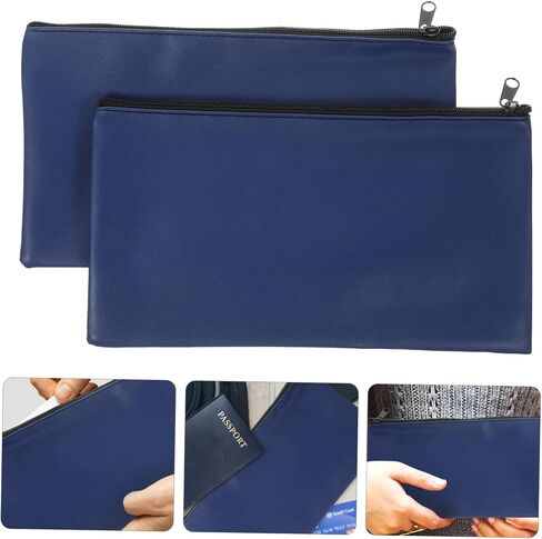 jojofuny 2Pcs Zippered Cash Bags PU Leather Money Pouches for Bills Coins Storage Portable Receipt Organizers Suitable for Home Travel in Saudi Arabia