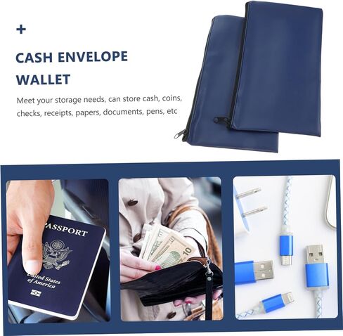 jojofuny 2Pcs Zippered Cash Bags PU Leather Money Pouches for Bills Coins Storage Portable Receipt Organizers Suitable for Home Travel in Saudi Arabia