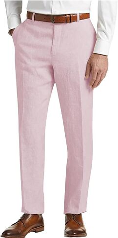 سروال الكتان للرجال خفيفة الوزن كلاسيكية لائحة اللباس السراويل للرجال ربيع الصيف in Kuwait