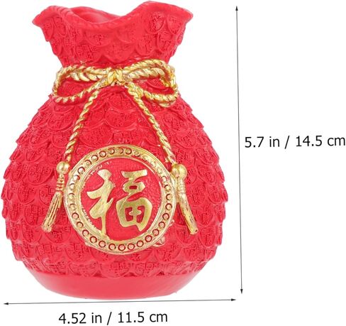 Resin Lucky-Bag Decor for Home Creative Money Bag Shape Adornment Unique Tabletop Decoration for College Apartments Delicate Craft Scene Accents New Year Festival Decor in Saudi Arabia