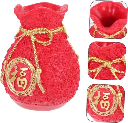 Resin Lucky-Bag Decor for Home Creative Money Bag Shape Adornment Unique Tabletop Decoration for College Apartments Delicate Craft Scene Accents New Year Festival Decor in Saudi Arabia