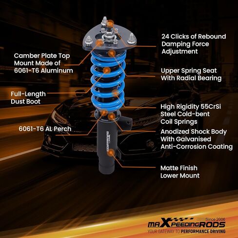 maXpeedingrods Coilover for Acura TLX UB1 UB2 2015-2020, for Honda Accord CT1/CT2/CR1/CR2 2013-2017, 24 Levels Damper Adjustable Shock Absorber Struts, Height Adjustable T6 Upgraded Lowering Kits in Saudi Arabia