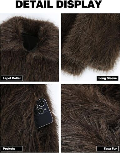 Arssm Mens Luxury Faux Fur Jacket Fluffy Furry Coats Lapel Collar Long Sleeve Outerwear Winter Warm Cardigans in Kuwait