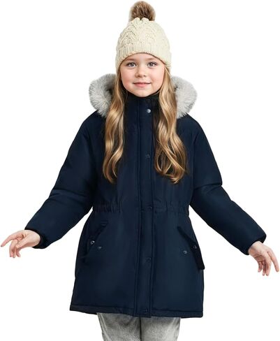 maoo garden Girls Winter Coat Big Kids Heavyweight Fur Hood Snow Ski Parka Water-Resistant Overcoat in Saudi Arabia