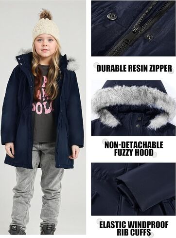 maoo garden Girls Winter Coat Big Kids Heavyweight Fur Hood Snow Ski Parka Water-Resistant Overcoat in Saudi Arabia