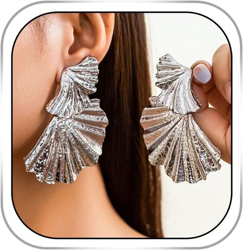 Gangel Gold Exaggerated Earrings Large Statement Earring Flower Drop Long Earring Punk Big Earrings Rave Party Fashion Jewelry Dangle Earrings for Women and Girls in Kuwait