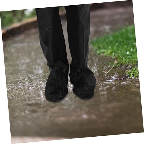 Hemoton 1pair Unisex Rain Pants Boot Covers Quick Wear for Hiking Camping and Motorcycle Riding Lightweight Windproof Complete Foot Protection Black in Saudi Arabia