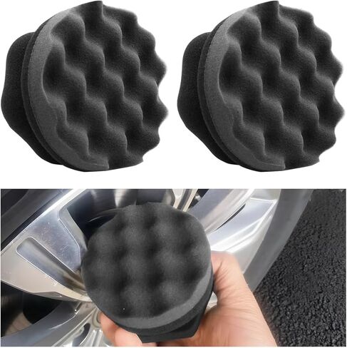 2PCS Car Tyre Dressing Applicator Vals ، Hex Grip Grip Flish Finishing Wash Wash ، Whed Oper Wheel Defints ، Universal for SUV ، Truck ، RV (Red) in Kuwait