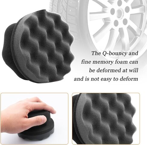 2PCS Car Tyre Dressing Applicator Vals ، Hex Grip Grip Flish Finishing Wash Wash ، Whed Oper Wheel Defints ، Universal for SUV ، Truck ، RV (Red) in Kuwait