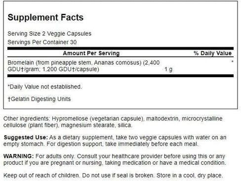 Swanson Maximum Strength Bromelain 1200 Gdu 500 Milligrams 60 Veg Capsules Enzyme in Saudi Arabia