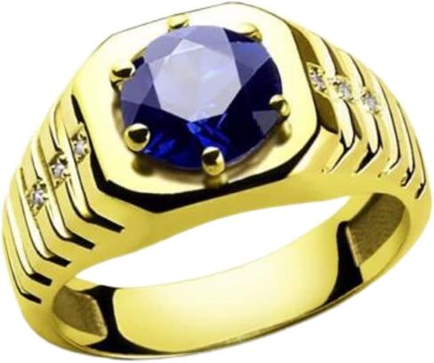 Blake’s 10K Solid Yellow Gold Ring for Men with 6 Diamond Accents and Topaz, Sapphire, Ruby, Emerald Gemstone Options, Men Fine Jewelry for Dad Men Gifts for Him, Men’s Jewelry (Size 5-15) in Saudi Arabia