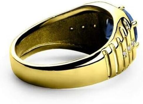 Blake’s 10K Solid Yellow Gold Ring for Men with 6 Diamond Accents and Topaz, Sapphire, Ruby, Emerald Gemstone Options, Men Fine Jewelry for Dad Men Gifts for Him, Men’s Jewelry (Size 5-15) in Saudi Arabia