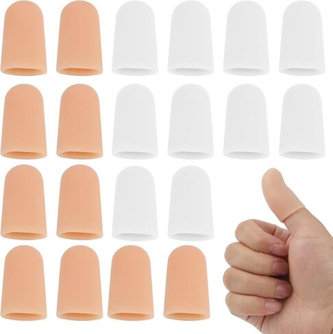 20 Pcs Gel Finger Cots Protector, Silicone Finger Protector Sleeve Support, Waterproof Thumb Covers for Handicraft Typing Printing Painting Electronic Repair Construction Gardening in Kuwait