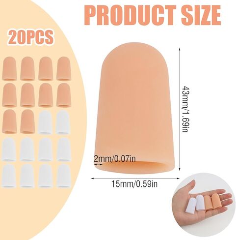 20 Pcs Gel Finger Cots Protector, Silicone Finger Protector Sleeve Support, Waterproof Thumb Covers for Handicraft Typing Printing Painting Electronic Repair Construction Gardening in Kuwait