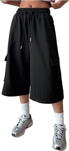 SHENHE Women's Y2K Baggy Cargo Shorts Drawstring Waist Loose Lounge Workout Casual Sweat Shorts in Saudi Arabia