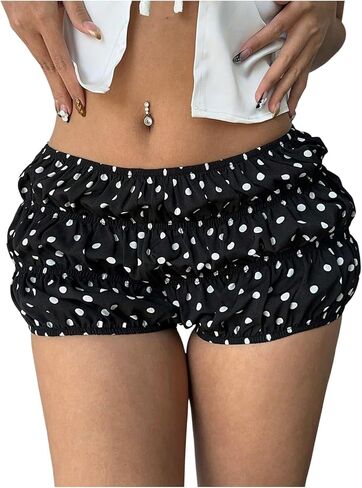 MakeMeChic Women's Polka Dots Ruffle Shorts Y2k Micro Bubble Shorts Bloomers in Saudi Arabia