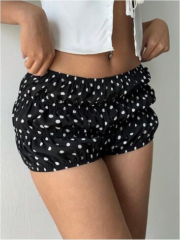 MakeMeChic Women's Polka Dots Ruffle Shorts Y2k Micro Bubble Shorts Bloomers in Saudi Arabia