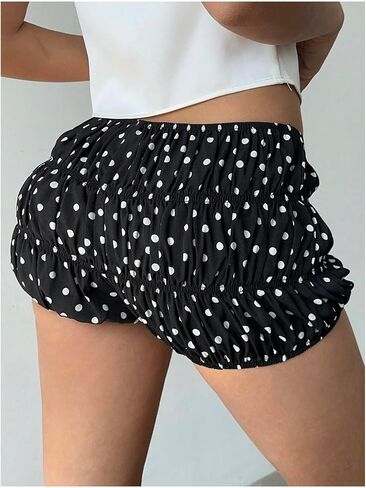 MakeMeChic Women's Polka Dots Ruffle Shorts Y2k Micro Bubble Shorts Bloomers in Saudi Arabia