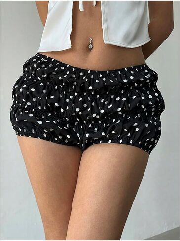 MakeMeChic Women's Polka Dots Ruffle Shorts Y2k Micro Bubble Shorts Bloomers in Saudi Arabia