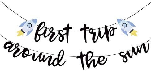 First Trip Around The Sun Banner, Sunshine 1st Birthday Party Decorations Supplies, Baby Shower Decor for Boys Girls, Space First Bday Bunting Sign in Saudi Arabia