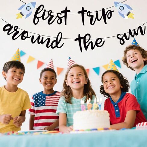 First Trip Around The Sun Banner, Sunshine 1st Birthday Party Decorations Supplies, Baby Shower Decor for Boys Girls, Space First Bday Bunting Sign in Saudi Arabia