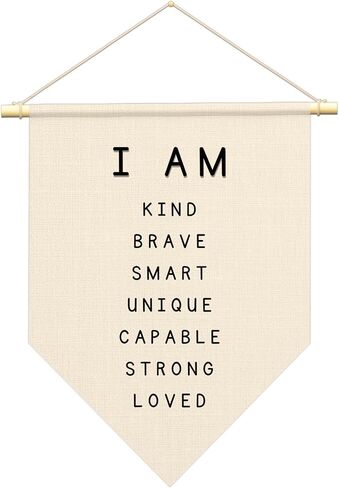 HEISHAPPY I Am Kind Positive Affirmations Wall Art for Kids,Inspirational Classroom playroom Decor,I Am Strong Smart Brave Loved Nursery Banner,Bedroom Hanging Sign,Motivational School Wall Decor-06 in Saudi Arabia