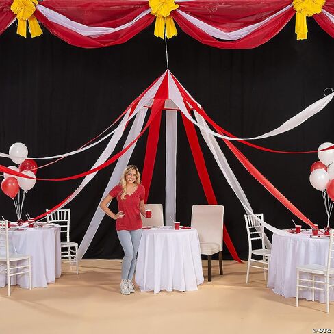Fun Express Carnival Tent Hanging Decoration or Reading Nook - 7 feet x 6 feet - Party and Home Decor - Red, White in Saudi Arabia