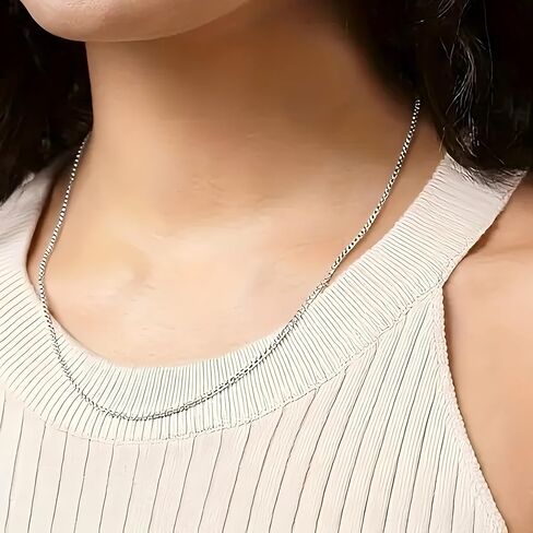 14K Yellow/White Gold Solid Box Chain Necklace Link for Women and Men Jewelry Gift, Width 0.75mm-1.35mm, Length 16-24inch in Kuwait