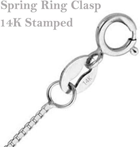 14K Yellow/White Gold Solid Box Chain Necklace Link for Women and Men Jewelry Gift, Width 0.75mm-1.35mm, Length 16-24inch in Kuwait