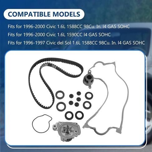 14400-P28-004 Timing Belt Water Pump Kit Fits for 1996-2000 Civic 1.6L, Fits for 1996-1997 Civic del Sol 1.6L, Replace OE 14400-P28-004 14520-P2A-305 19200-P2A-A01 in Saudi Arabia