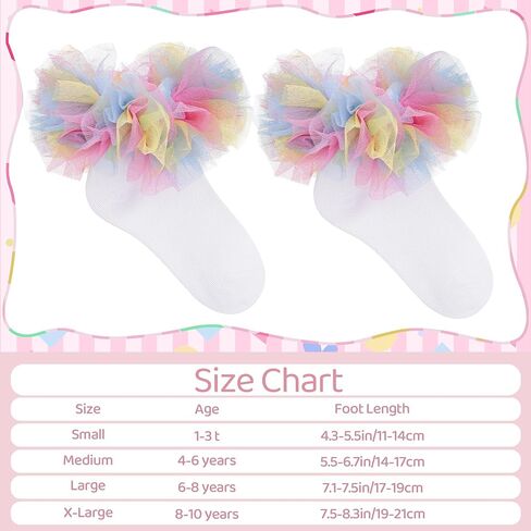 Girls Ruffle Socks Colorful Frilly Tutu Ruffle Lace Dress Socks for Toddler Little Girls,1-10 Years,1 Pack in Saudi Arabia