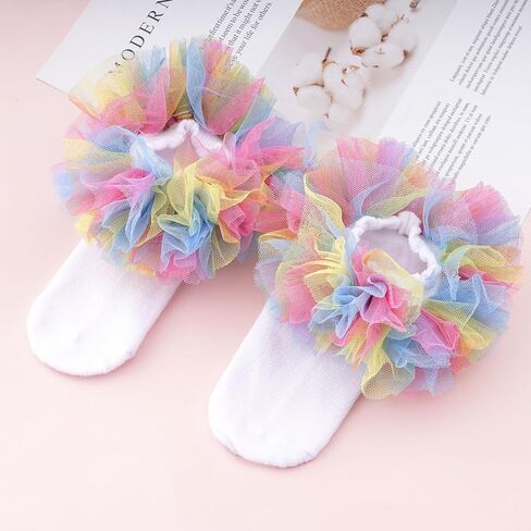 Girls Ruffle Socks Colorful Frilly Tutu Ruffle Lace Dress Socks for Toddler Little Girls,1-10 Years,1 Pack in Saudi Arabia