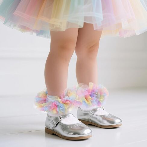 Girls Ruffle Socks Colorful Frilly Tutu Ruffle Lace Dress Socks for Toddler Little Girls,1-10 Years,1 Pack in Saudi Arabia