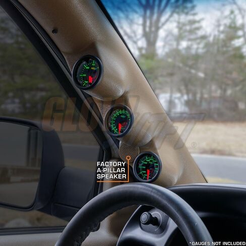 Glowshift Tan Triple Pillar Gauge Pod متوافق مع Dodge Ram Cummins 1500 2500 3500 1998-2002 - A -Pillar Speaker Cutout - Color Factory Mounts - Mounts (3) 2-1/16 "(52 مم) مقاييس in Saudi Arabia