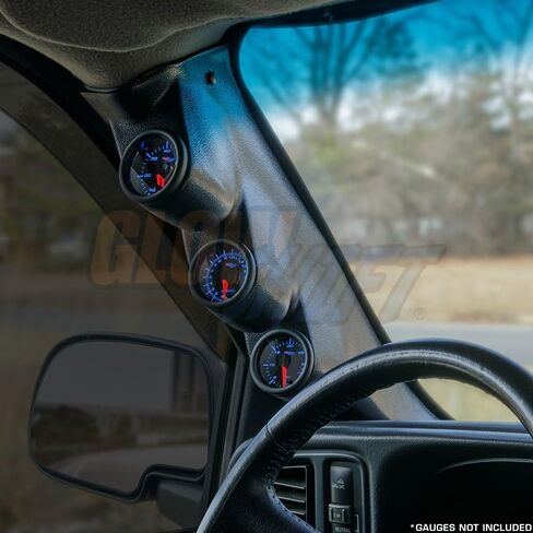 GlowShift Graphite Triple Pillar Gauge Pod Compatible with GMC Sierra 1500 2500HD 3500HD Duramax 2000-2006 - Factory Color Matched - ABS Plastic - Mounts (3) 2-1/16" (52mm) Gauges in Saudi Arabia