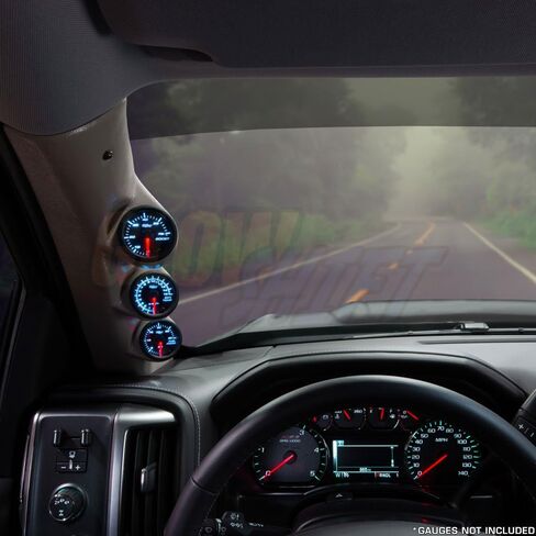 Glowshift Tan Triple Parge Gauge Pod متوافق مع شيفروليه تشيفي سيلفرادو 2500HD 3500HD DURAMAX 2014-2019 - لون المصنع متطابق - محمي للأشعة فوق البنفسجية (3) 2-1/16 "(52 مم) مقايضة in Kuwait