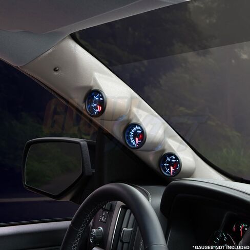 Glowshift Tan Triple Parge Gauge Pod متوافق مع شيفروليه تشيفي سيلفرادو 2500HD 3500HD DURAMAX 2014-2019 - لون المصنع متطابق - محمي للأشعة فوق البنفسجية (3) 2-1/16 "(52 مم) مقايضة in Kuwait
