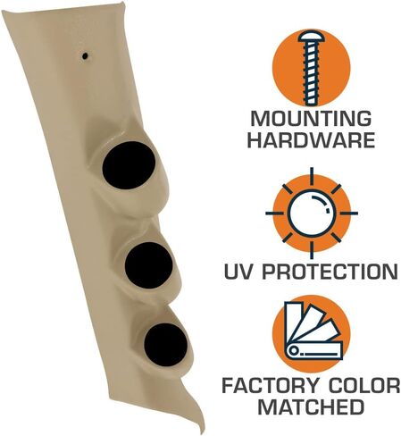 Glowshift Tan Triple Parge Gauge Pod متوافق مع شيفروليه تشيفي سيلفرادو 2500HD 3500HD DURAMAX 2014-2019 - لون المصنع متطابق - محمي للأشعة فوق البنفسجية (3) 2-1/16 "(52 مم) مقايضة in Kuwait
