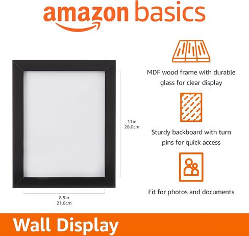 Amazon Basics Wood Document Rectangular Frame, 11" x 8.5", Black in Saudi Arabia
