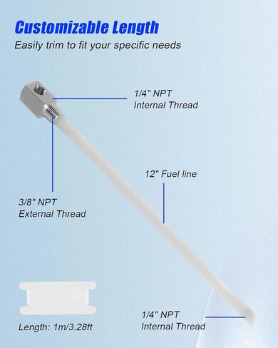 Universal 12" Marine Fuel Tank Pickup Tube with 0.31-inch/8mm Check Valve and Strainer Replace 7-0948, Fit for Standard Universal Boat, Polyethylene Fuel Tube with Brass Barb Connector in Saudi Arabia