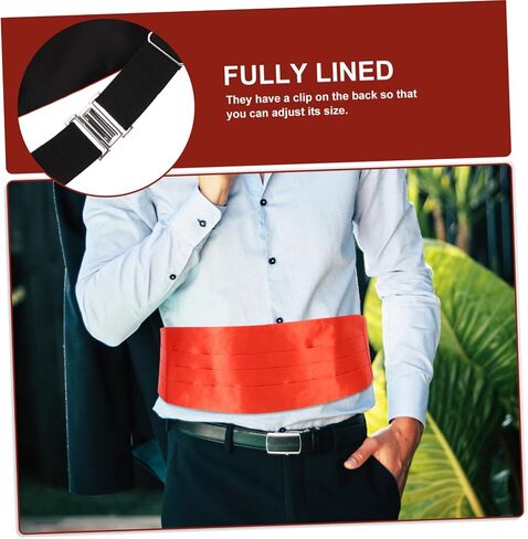 Men's Red Satin Cummerbund Set Pre-Tied Bow Tie and Pocket Square for Formal Events 3-Piece Accessories in Saudi Arabia