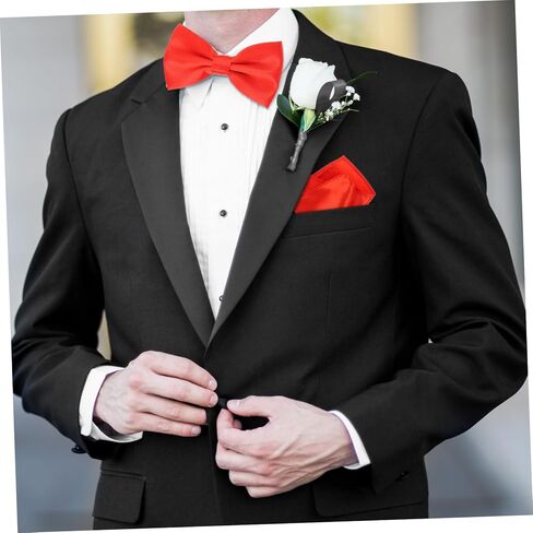 Men's Red Satin Cummerbund Set Pre-Tied Bow Tie and Pocket Square for Formal Events 3-Piece Accessories in Saudi Arabia