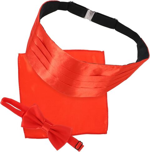 Vanzack 3PCS MEN MEN RED SATIN CUMMERBUND BOY TIN و CHINCHELLESIFE مجموعة ملابس رسمية لحفلات الزفاف والحفلات in Kuwait