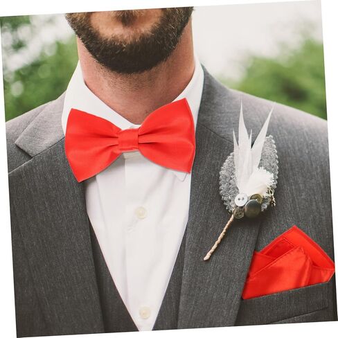 Vanzack 3PCS MEN MEN RED SATIN CUMMERBUND BOY TIN و CHINCHELLESIFE مجموعة ملابس رسمية لحفلات الزفاف والحفلات in Kuwait