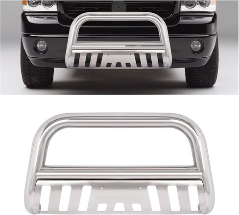 KUAFU Bull Bar Compatible with 2002-2005 Dodge Ram 1500 2500 3500, 2006-2009 Mega Cab Extended Crew, Front Bumper Brush Grille Grill Guard Push Bull Bar 304 Stainless Steel Polishing Silvery in Saudi Arabia