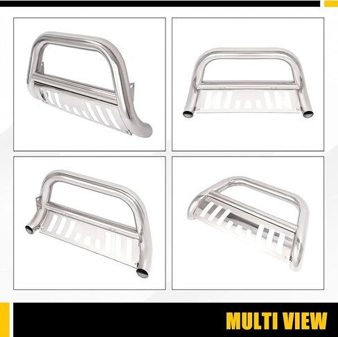 KUAFU Bull Bar Compatible with 2002-2005 Dodge Ram 1500 2500 3500, 2006-2009 Mega Cab Extended Crew, Front Bumper Brush Grille Grill Guard Push Bull Bar 304 Stainless Steel Polishing Silvery in Saudi Arabia