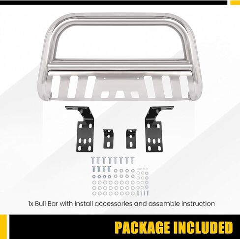KUAFU Bull Bar Compatible with 2002-2005 Dodge Ram 1500 2500 3500, 2006-2009 Mega Cab Extended Crew, Front Bumper Brush Grille Grill Guard Push Bull Bar 304 Stainless Steel Polishing Silvery in Saudi Arabia