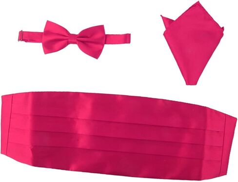 3pcs Men's Satin Bow Tie Cummerbund Handkerchief Set School Tie Bow for Boys Men in Saudi Arabia