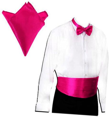 3pcs Men's Satin Bow Tie Cummerbund Handkerchief Set School Tie Bow for Boys Men in Saudi Arabia
